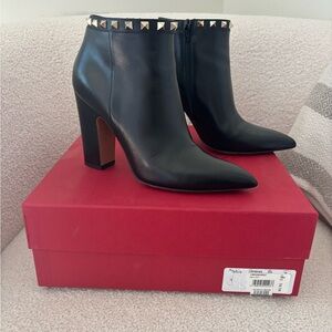 Valentino Black Heeled Boots with Chunky Heel and Studded Detail - worn once